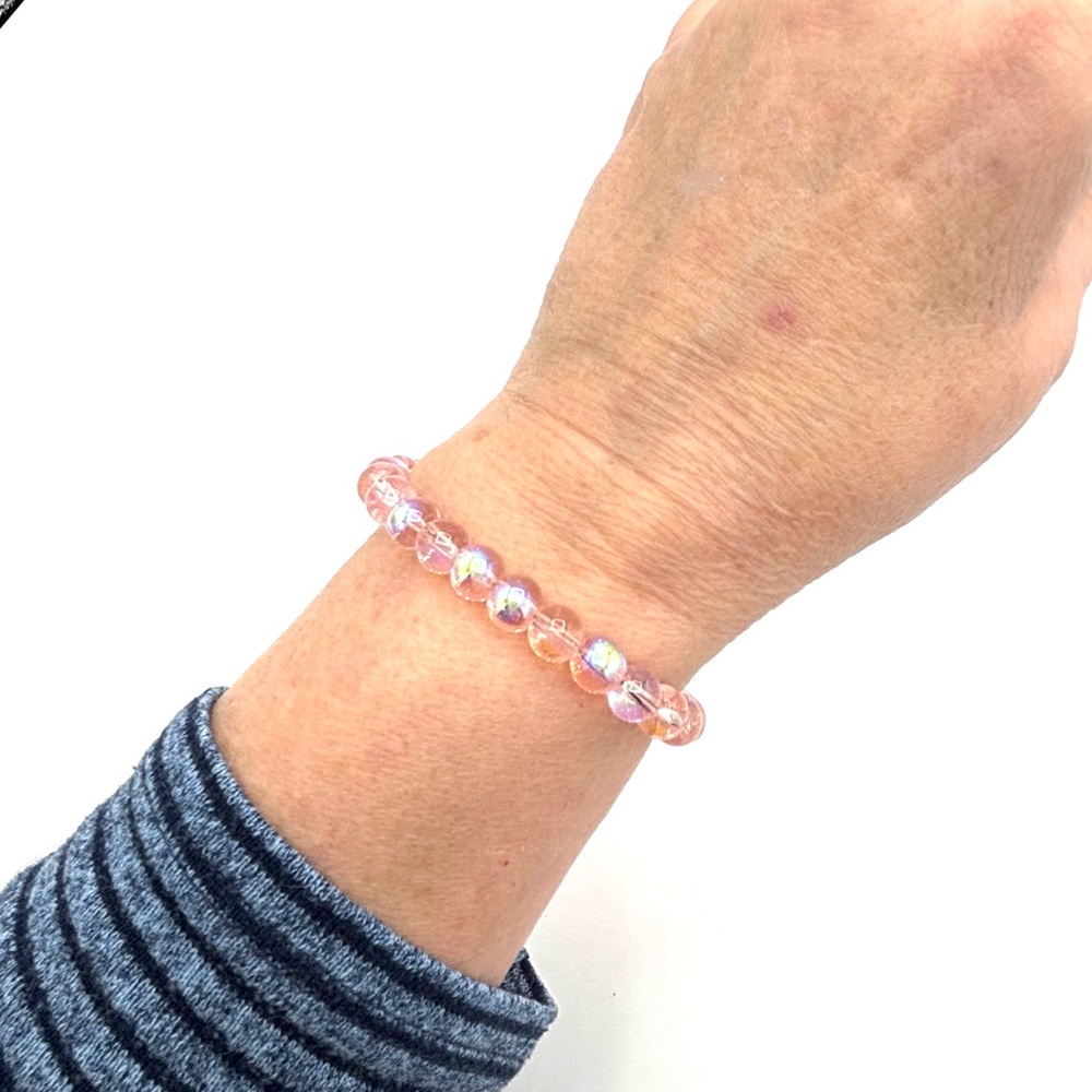 Hand Crafted Pink Beaded Bracelet with Flower Charm - Picture 10 of 11